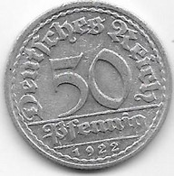 Allemagne - 50 Reichpfennig 1922 D - Aluminium - 50 Renten- & 50 Reichspfennig