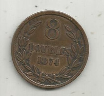 JC, Monnaie , GUERNESEY, 8 DOUBLES ,1874 , 2 Scans - Guernsey