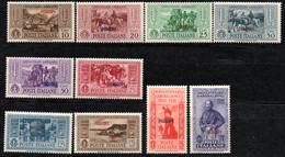 663.GREECE,DODECANESE,ITALY.PISCOPI,EPISKOPI,1932 GARIBALDI HELLAS 108-117 SCOTT 17-26 MH  GUM BLEMISHES - Dodekanesos