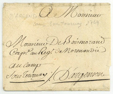 SIEGE DE TOURNAI 1745 LS Voyer D'Argenson Contreseing Franchise Chevalier Saint Louis Normandie Boismorand - Army Postmarks (before 1900)