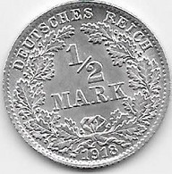 Allemagne - 1/2 Mark 1918 D - Argent - UNC - 1/2 Mark