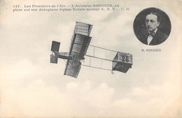 CPA AVIATION LES PIONNIERS DE L'AIR L'AVIATEUR ROUGIER EN PLEIN VOL SUR AEROPLANE BIPLAN VOISIN - ....-1914: Precursores