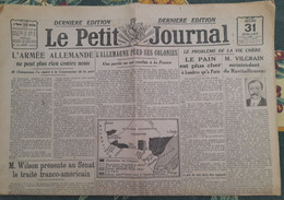 Quotidien Le Petit Journal 31 Juillet 1919 L'allemagne Perd Ses Colonies Une Partie En Est Confiée A La France - Le Petit Journal