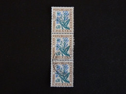 FRANCE YT TIMBRE TAXE 99 OBLITERE BANDE VERTICALE DE 3 TIMBRES  - FLEURS DES CHAMPS MYOSOTIS - 1960-.... Oblitérés