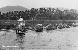 CARTE PHOTO ASIE MALAISIE CIRCA 1950 WATERSPORT OF MLAYAN ELEPHANTS TRAVERSANT UN FLEUVE - Malaysia