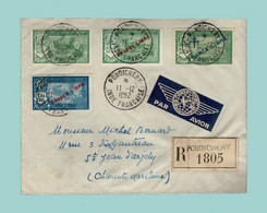 1952. Enveloppe Affranchie Lettre RECOMMANDÉE Par AVION De PONDICHÉRY, Inde Française à 17 St JEAN D'ANGÉLY - Lettres & Documents