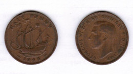 GREAT BRITAIN   1/2 PENNY 1944 (KM # 844) #6548 - 1/2 Penny & 1/2 New Penny