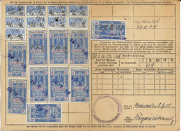 FISCAUX SOCIO-POSTAUX D'ALSACE LORRAINE N°13  2M60 Bleu 10 Exemplaires - Fiscale Zegels