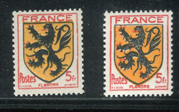 Variété N° 602 - Blason Flandre - 1 Ex. Orange Pâle + 1 Orange Vif - Neufs ** - Réf V 899 - Variétés: 1941-44 Neufs