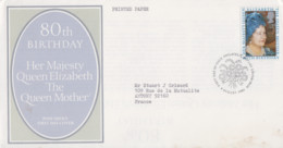 Enveloppe  FDC  1er  Jour   GRANDE  BRETAGNE   80éme  Anniversaire  De   La  Reine - Mére    1980 - 1971-1980 Em. Décimales