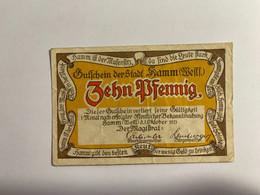 Allemagne Notgeld Hamm 10 Pfennig - Collections