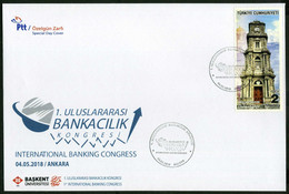 Türkiye 2018 Int. Banking Congress | Finance, Economy | Clock Tower Stamp, Special Cover - Lettres & Documents