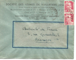 France Enveloppe Publicitaire Sté Des Usines De Vuillafans(25 Doubs) - Other & Unclassified