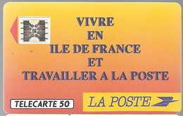 CARTE-PUBLIC-F-136-1990-50U-SC4ab-Trou 6-LA POSTE-Ile De France-5 Pe 21590-UTILISEE-  TBE- - 1990