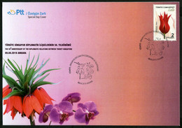 Türkiye 2019 Diplomatic Relations With Singapore, 50th Anniv. | Flower, Tulip, Special Cover - Lettres & Documents