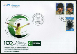 Türkiye 2020 Turkish Green Crescent, 100th Year, Special Cover - Storia Postale