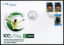 Türkiye 2020 Turkish Green Crescent, 100th Year, Special Cover - Storia Postale