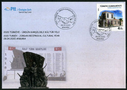 Türkiye 2020 Reciprocal Cultural Year Between Jordan And Türkiye | Euromed Stamp, Special Cover - Lettres & Documents