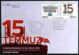 Türkiye 2020 Democracy And National Solidarity Day, Special Cover - Lettres & Documents