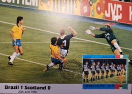 O) 1990 SIERRA LEONE, WORLD CUP SOCCER CHAMPIONSHIPS, BRAZIL AND SCOTLAND, TEAM PHOTOGRAP , THE FIRST WORLD CUP MATCH, M - Sierra Leone (1961-...)