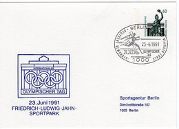 50672 - Bund - 1991 - 60Pfg. SWK PGAKte. "Olympischer Tag" M. SStpl BERLIN Innerh.v. Berlin - Other & Unclassified