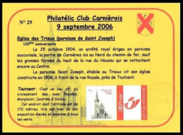 CS/ HK - DUOSTAMP / MYSTAMP° - Philatélic Club Carnièrois  - église Des Trieux (paroisse De Saint-Joseph) - Brieven En Documenten