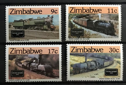 ZIMBABWE 1985 - NEUF**/MNH - Série Complète Mi 303/306 - YT 77/80 - SG 653/656 - SC 487/490 - TRAINS - LUXE - CV 11 EUR - Zimbabwe (1980-...)