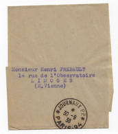 JOURNAUX P.P  * PARIS 94 Bande Journal Dest Limoges Ob 30 9 1938 Port Payé - Cachets Manuels