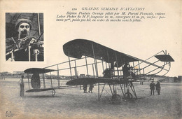 CPA AVIATION GRANDE SEMAINE D'AVIATION BIPLAN POULAIN ORANGE PILOTE PAR M.PARENT FRANCOIS - ....-1914: Precursors
