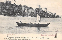 CPA TURQUIE TURKEY SALUT DE CONSTANTINOPLE ROUMELI HISSAR DOS SIMPLE ECRIT 1902 - Türkei