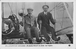 CPA AVIATION LOCOMOTION AERIENNE WILBURG WRIGHT ET ZENS SUR BIPLAN - ....-1914: Précurseurs