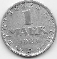 Allemagne - 1 Mark 1924 D - Argent - 1 Marco & 1 Reichsmark