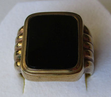 Auffälliger 333er Gold Ring Siegelring Mit Riesigem Onyx Stein (103545) - Anillos