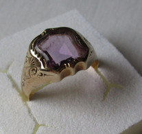 Eleganter 14 Karat 585er Gold Damen Ring Mit Violettem Schmuckstein (153007) - Bagues