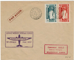 CTN77/1- SENEGAL SERVICE AERIEN SENEGAL-CONGO 1er VOYAGE DAKAR / BRAZZAVILLE 16/5/1937 - Posta Aerea