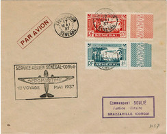 CTN77/1- SENEGAL SERVICE AERIEN SENEGAL-CONGO 1er VOYAGE ZIGUINGHOR / BRAZZAVILLE 17/5/1937 - Luftpost