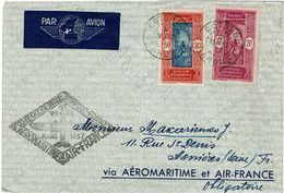 CTN77/1- DAHOMEY LETTRE AVION COTONOU / ASNIERES 4/3/1937  1er VOYAGE AIR FRANCE - Lettres & Documents