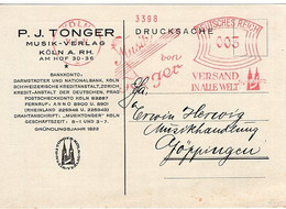 50713 - Deutsches Reich - 1931 - DrsKte. M. Abs.Freistpl. "Musik Von Tonger" KOELN -> Goeppingen - Musique