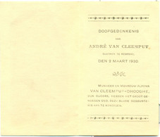 Doopgedenkenis Van André Van Cleemput - Kemseke 2 Maart 1930 - Birth & Baptism