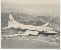 1955 Scandiavian Airlines System (SAS) Convair CV-440 Metropolitan – Sehr Schöner Druck (kein Foto) Ca. 18x15cm, Selten - Ohne Zuordnung