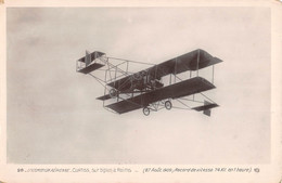 CPA AVIATION LOCOMOTION AERIENNE CURTISS SUR BIPLAN A REIMS 27 AOUT 1909 RECORD DE VITESSE - ....-1914: Precursors