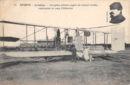 CPA AVIATION SPORTS AEROPLANE MILITAIRE ANGLAIS DU COLONEL CODDY EXPERIMENTE AU CAMP D'ALDERCHOT - ....-1914: Précurseurs