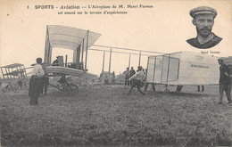 CPA AVIATION SPORTS AVIATION L'AEROPLANE DE M.HENRI FARMAN EST AMENE SUR LE TERRAIN D'EXPERIENCES - ....-1914: Précurseurs