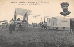 CPA AVIATION SPORTS AVIATION L'AEROPLANE DE M.HENRI FARMAN EST AMENE SUR LE TERRAIN D'EXPERIENCES - ....-1914: Vorläufer