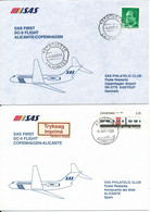 Denmark - Spain SAS First DC-9 Flight Copenhagen - Alicante 6-4-1991 And Return 2 Covers - Covers & Documents
