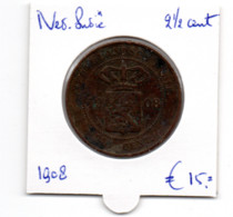 NED.INDIE 2 1/2 CENT 1908 - Indes Neerlandesas