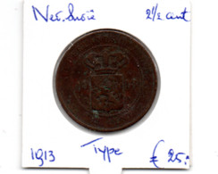 NED.INDIE 2 1/2 CENT 1913 TYPE MUNT - Dutch East Indies