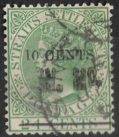 Malaysia, British Colony 1891 Surcharge 10C On 24C. SG 86/Mi 56. Singapore Postmark - Straits Settlements