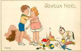 Jeux & Jouets * CPA Illustrateur G. Louvey ? * Enfants Ours En Peluche Teddy Bear , Poupée Doll , Cheval Roulette Bois - Games & Toys