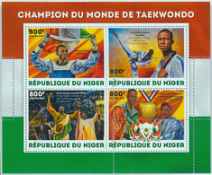 A1411 - NIGER - ERROR, MISPERF STAMP SHEET, 2017: Martial Arts, Taekwondo, Abdoul Issoufou, Flags - Sin Clasificación